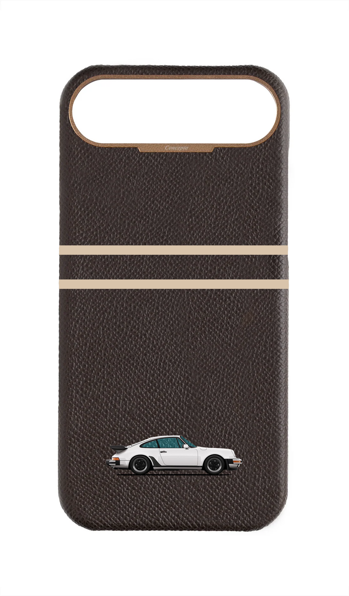 Brown Strapless Epsom Case - Retro Sport Design