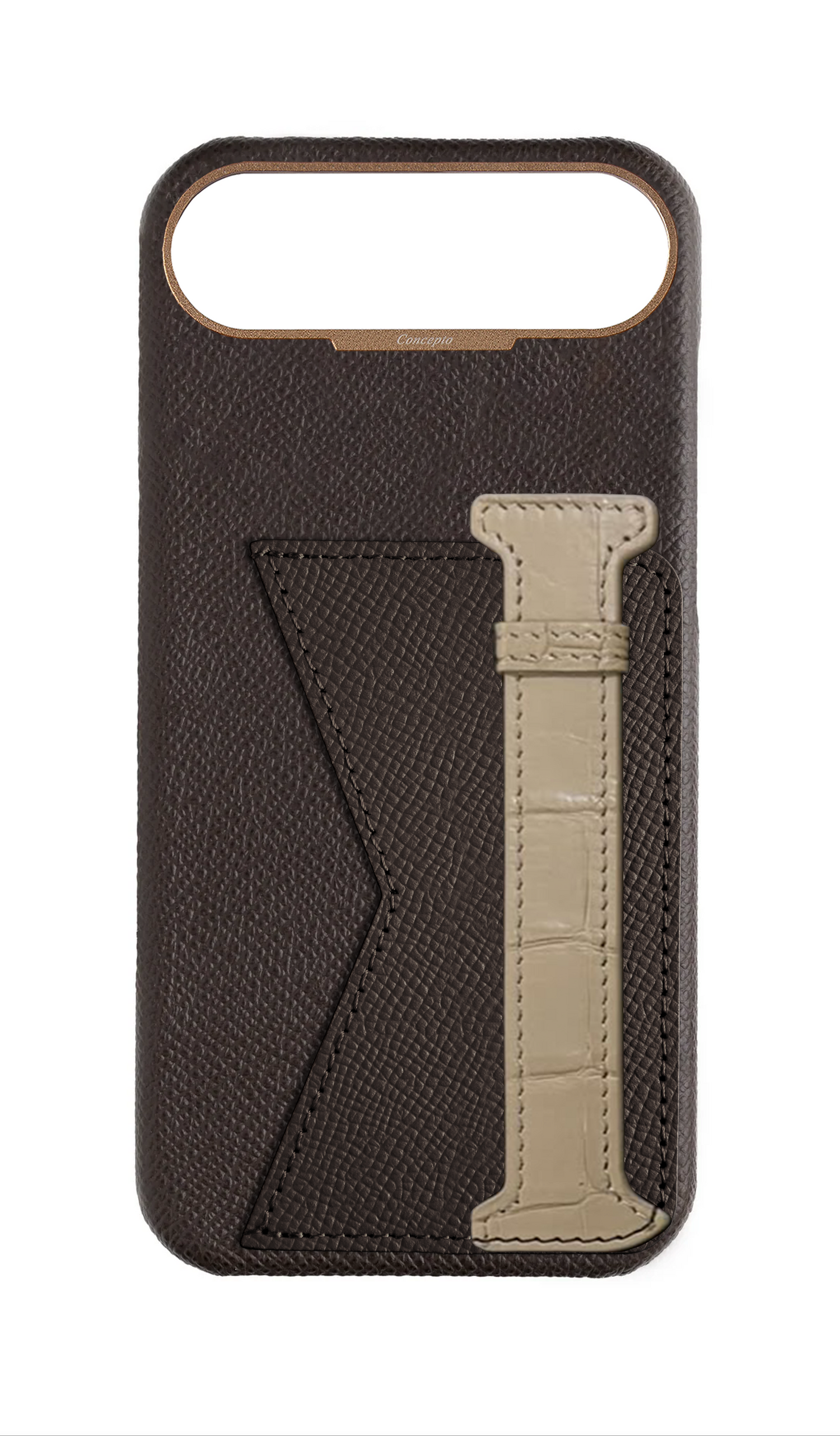 Brown / Beige Exotic Crocodile Duo Case
