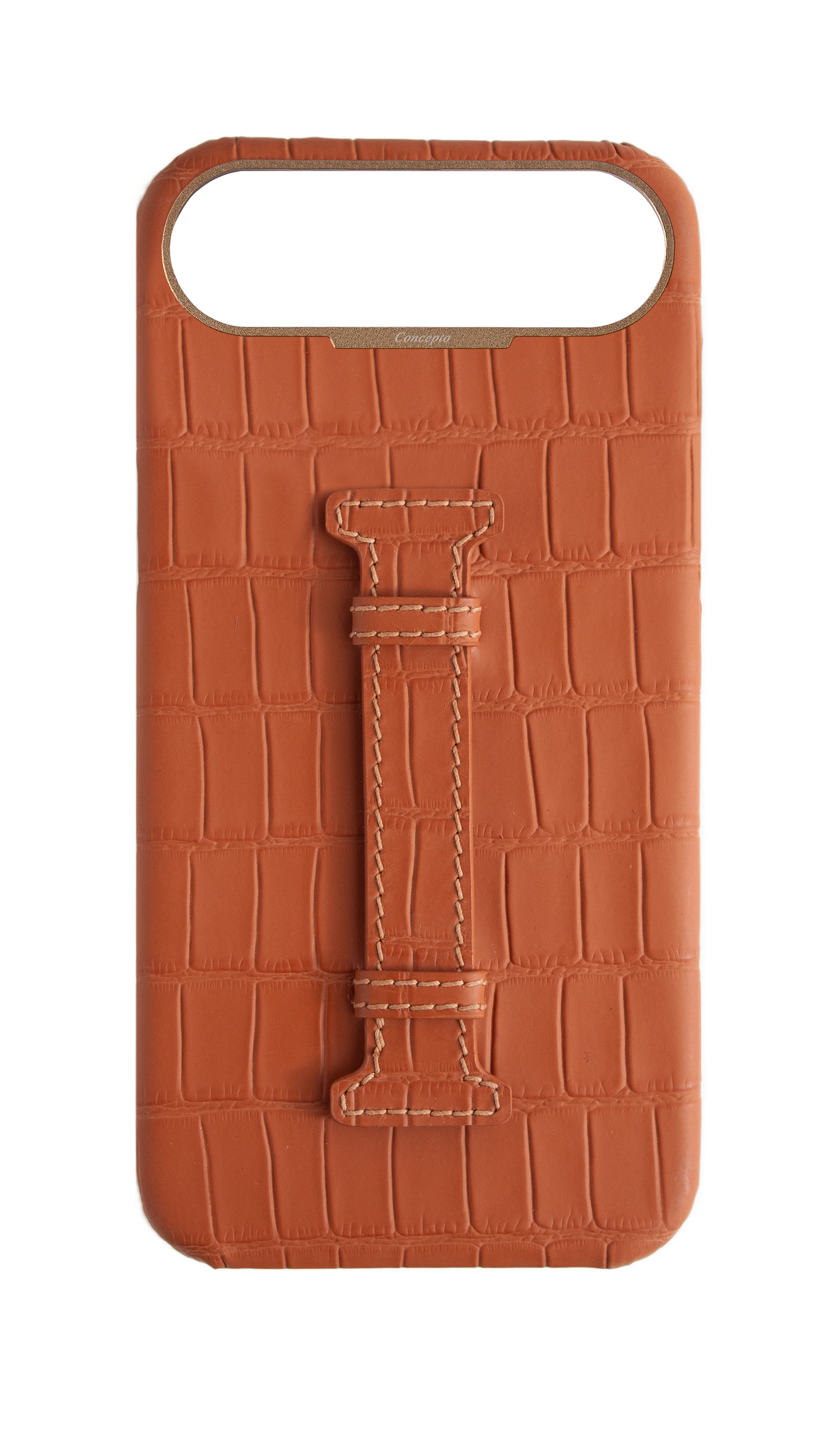 Matte Camel Brown Embossed Crocodile Case