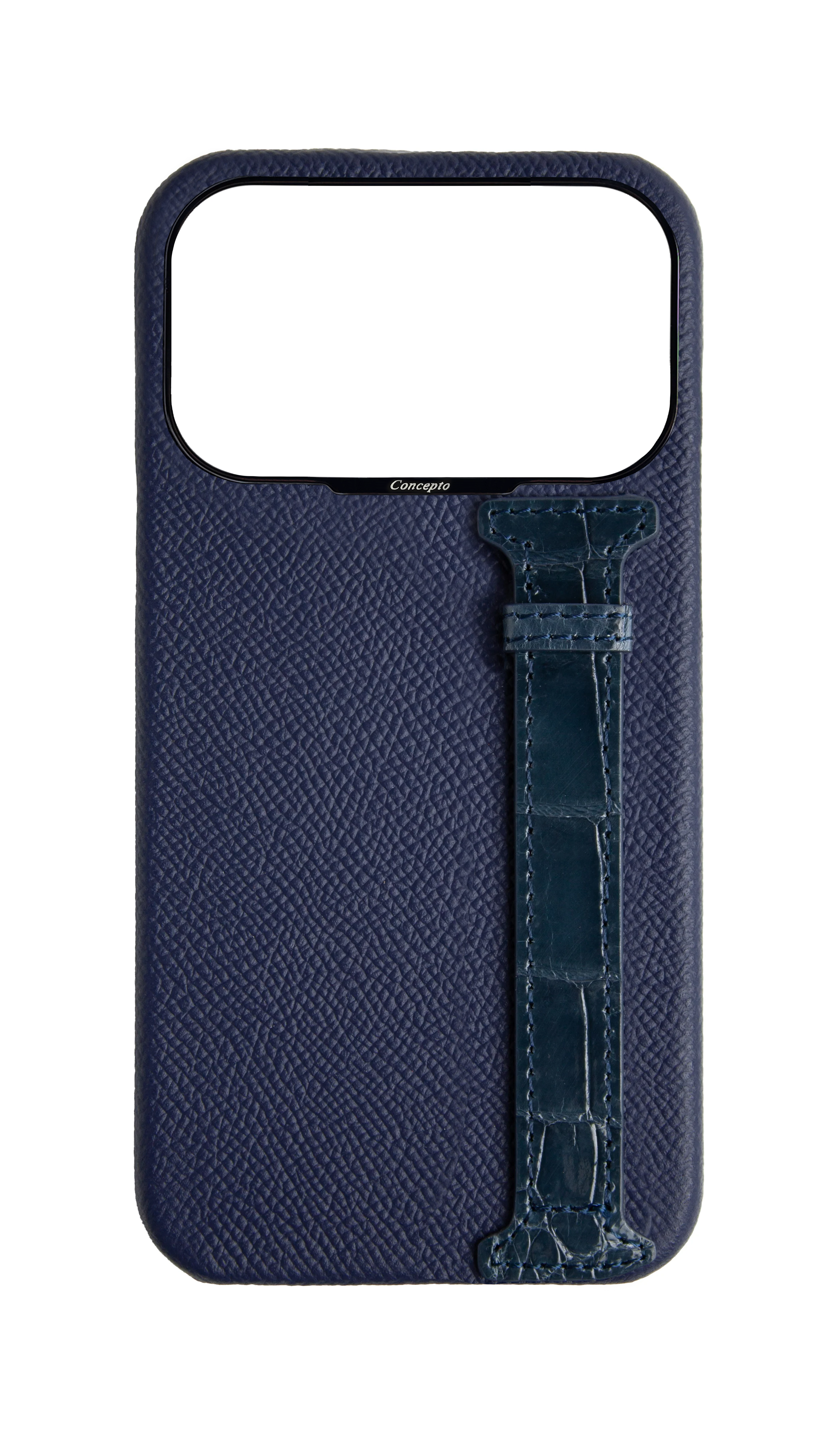 Navy Exotic Crocodile Side Strap Case