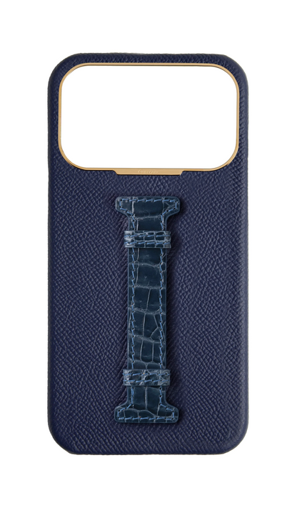 Navy Exotic Crocodile Middle Strap Case