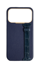 Navy Exotic Crocodile Side Strap Case