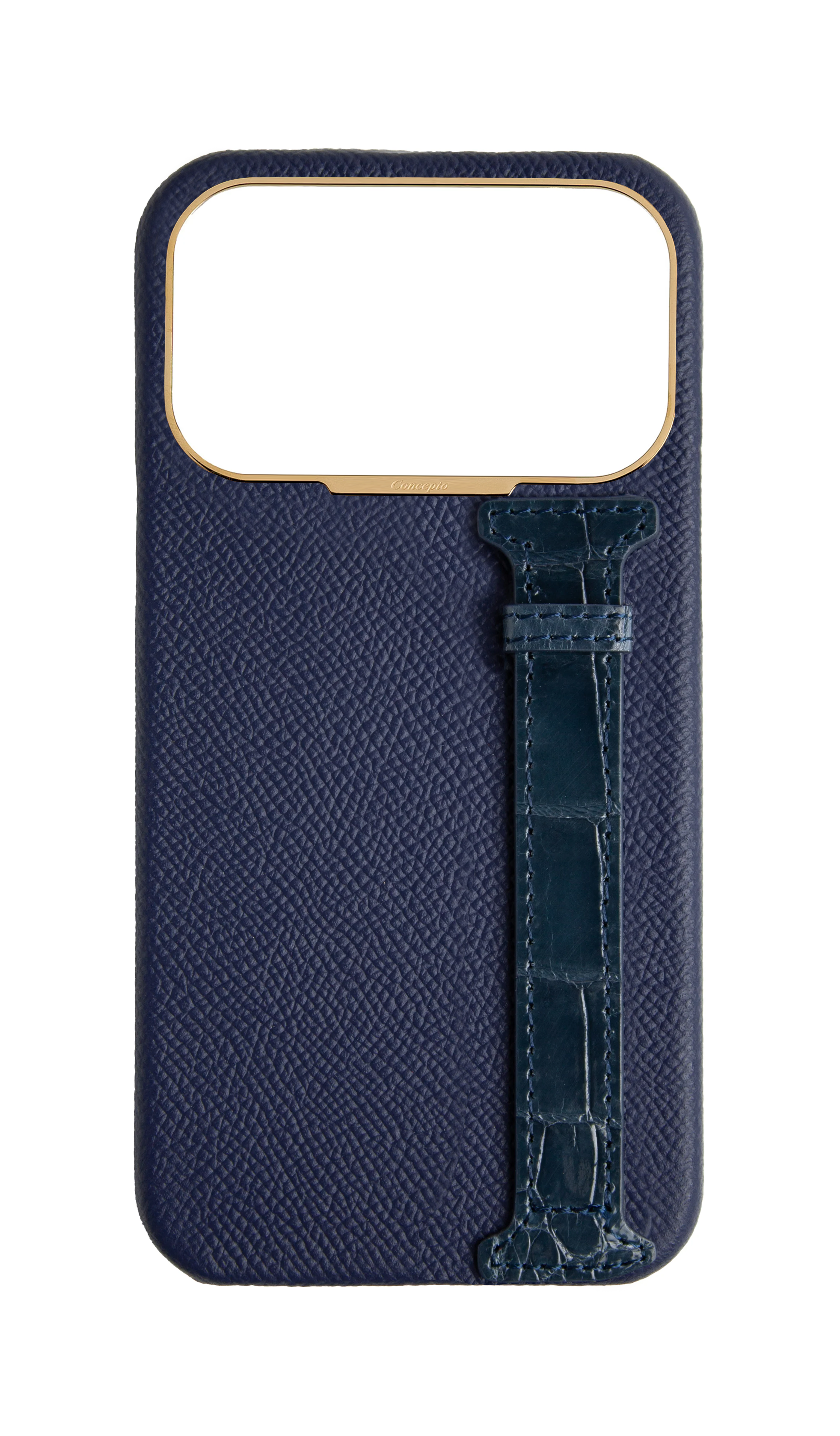 Navy Exotic Crocodile Side Strap Case