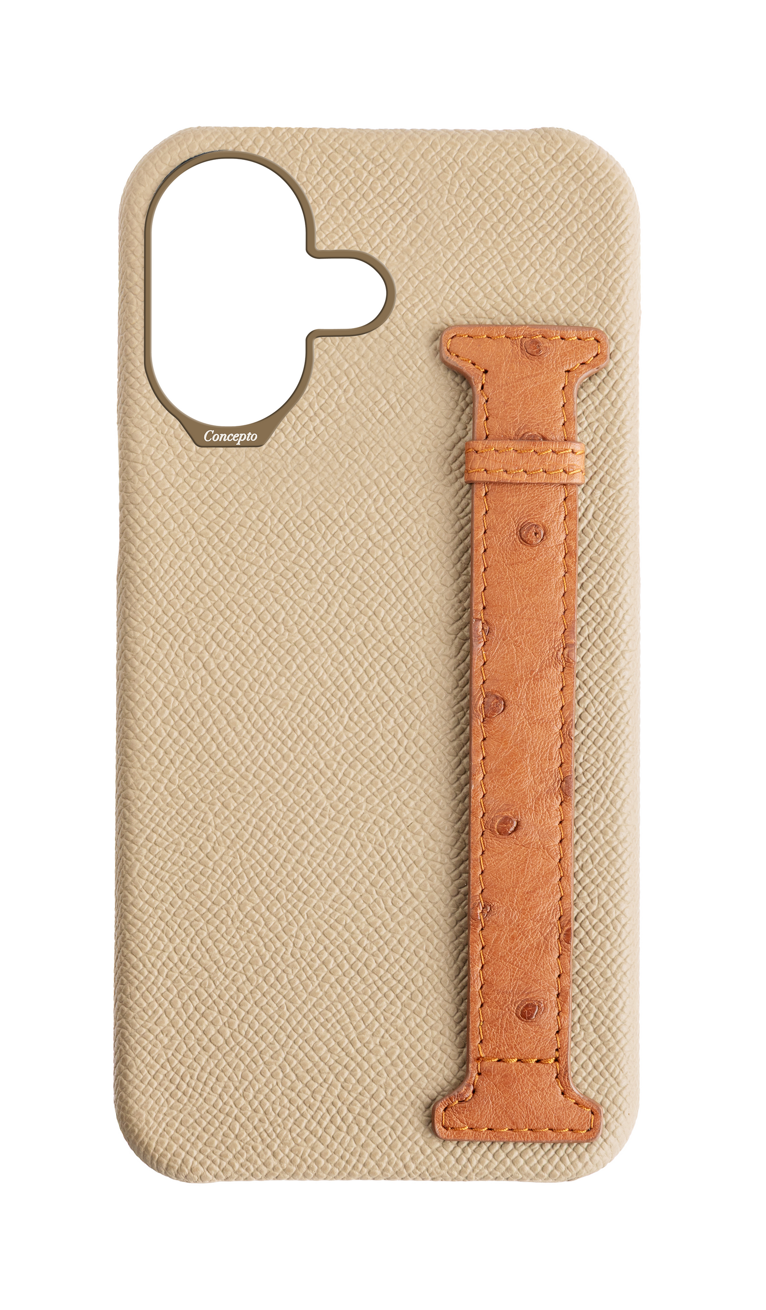 Beige / Tan Exotic Ostrich Side Strap Case