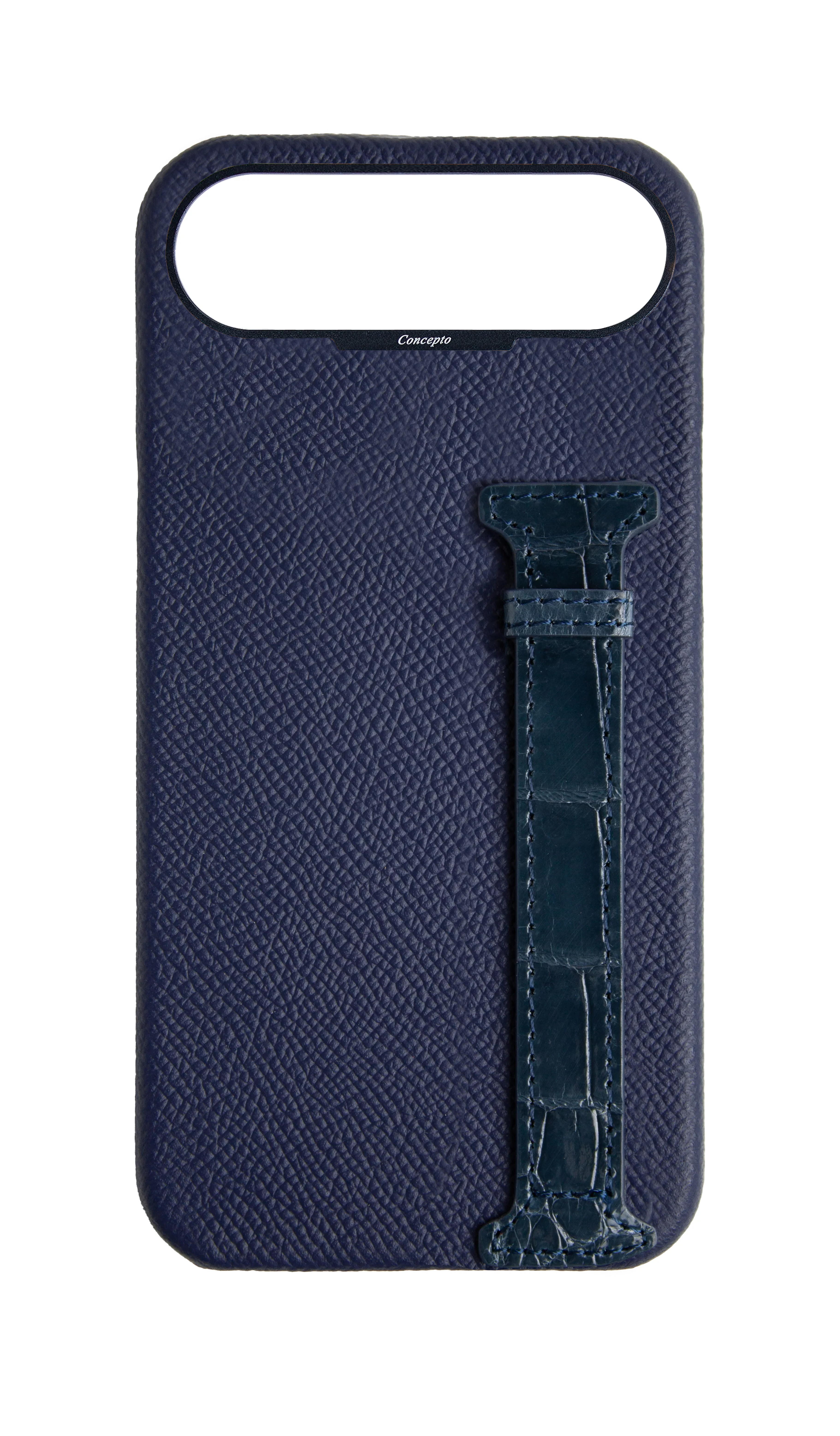 Navy Exotic Crocodile Side Strap Case