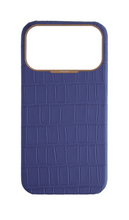 Matte Blue Strapless Embossed Crocodile Case