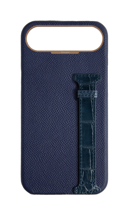 Navy Exotic Crocodile Side Strap Case