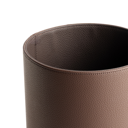 Chocolate Brown Leather Waste Bin