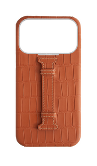 Matte Camel Brown Embossed Crocodile Case