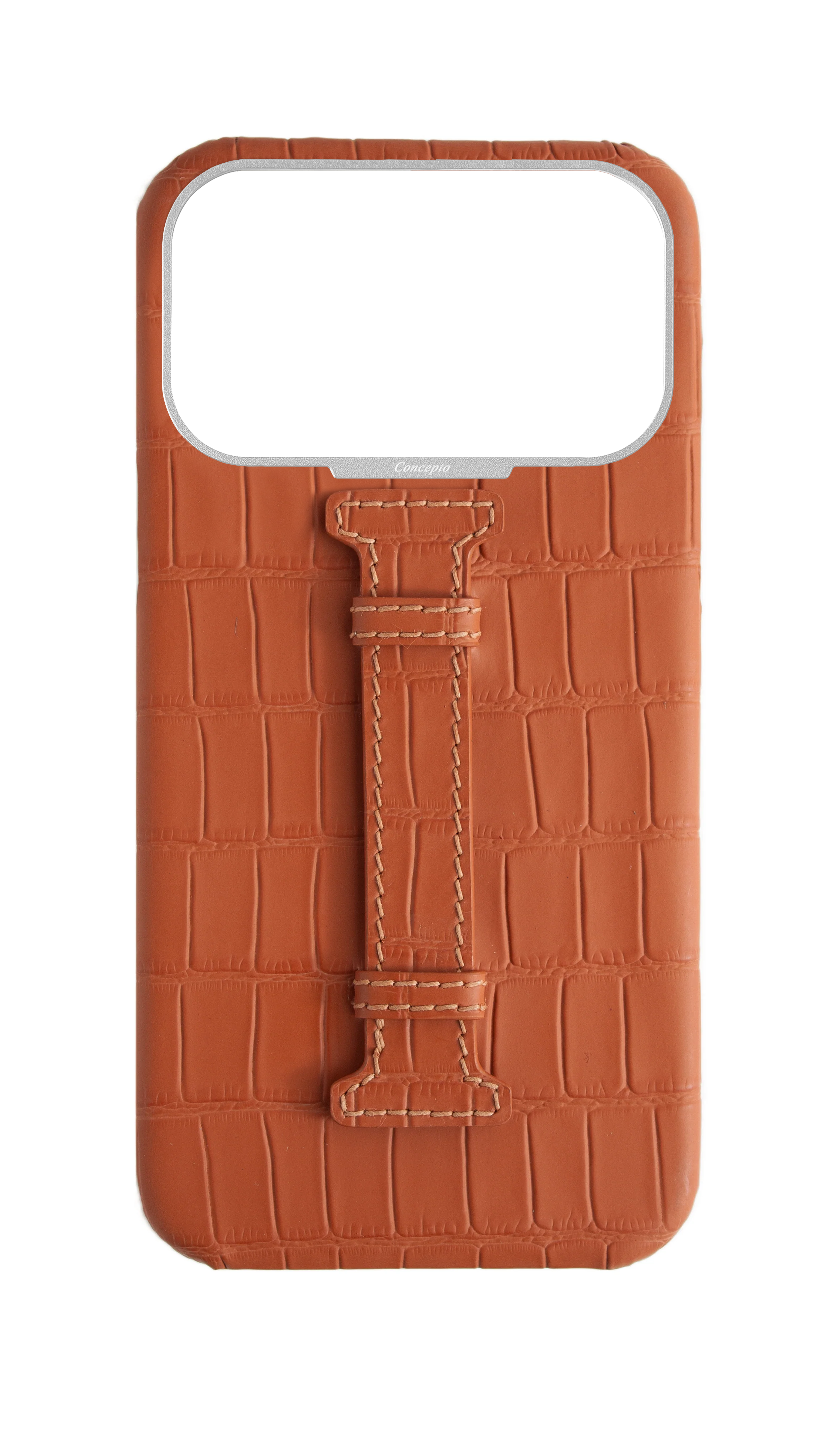 Matte Camel Brown Embossed Crocodile Case
