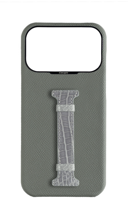 Grey Exotic Crocodile Middle Strap Case