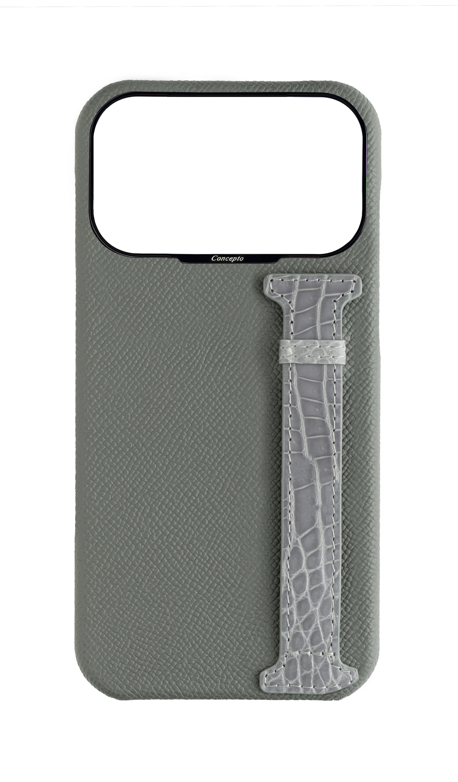 Grey Exotic Crocodile Side Strap Case