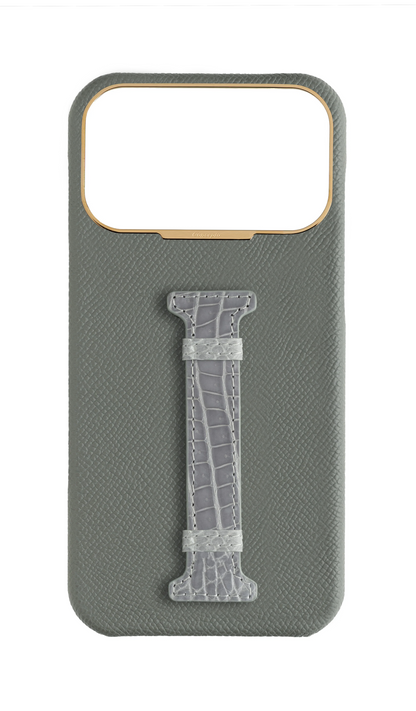 Grey Exotic Crocodile Middle Strap Case