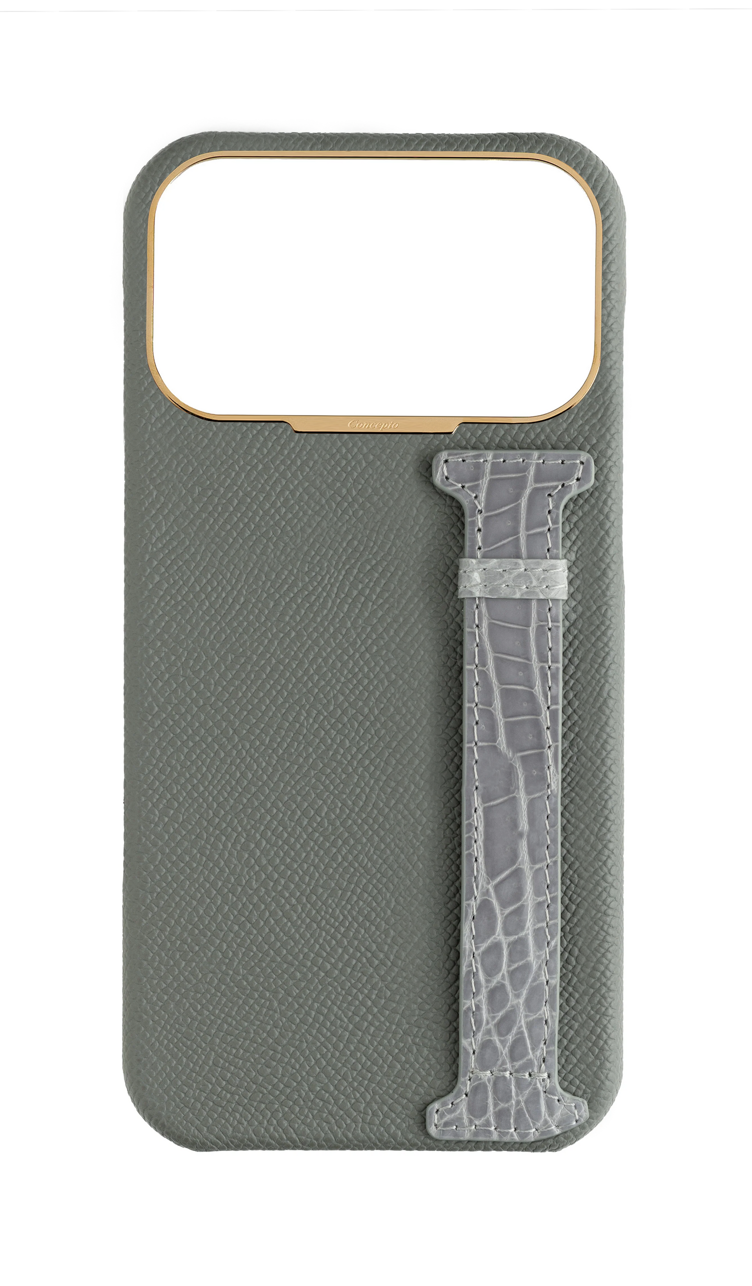 Grey Exotic Crocodile Side Strap Case
