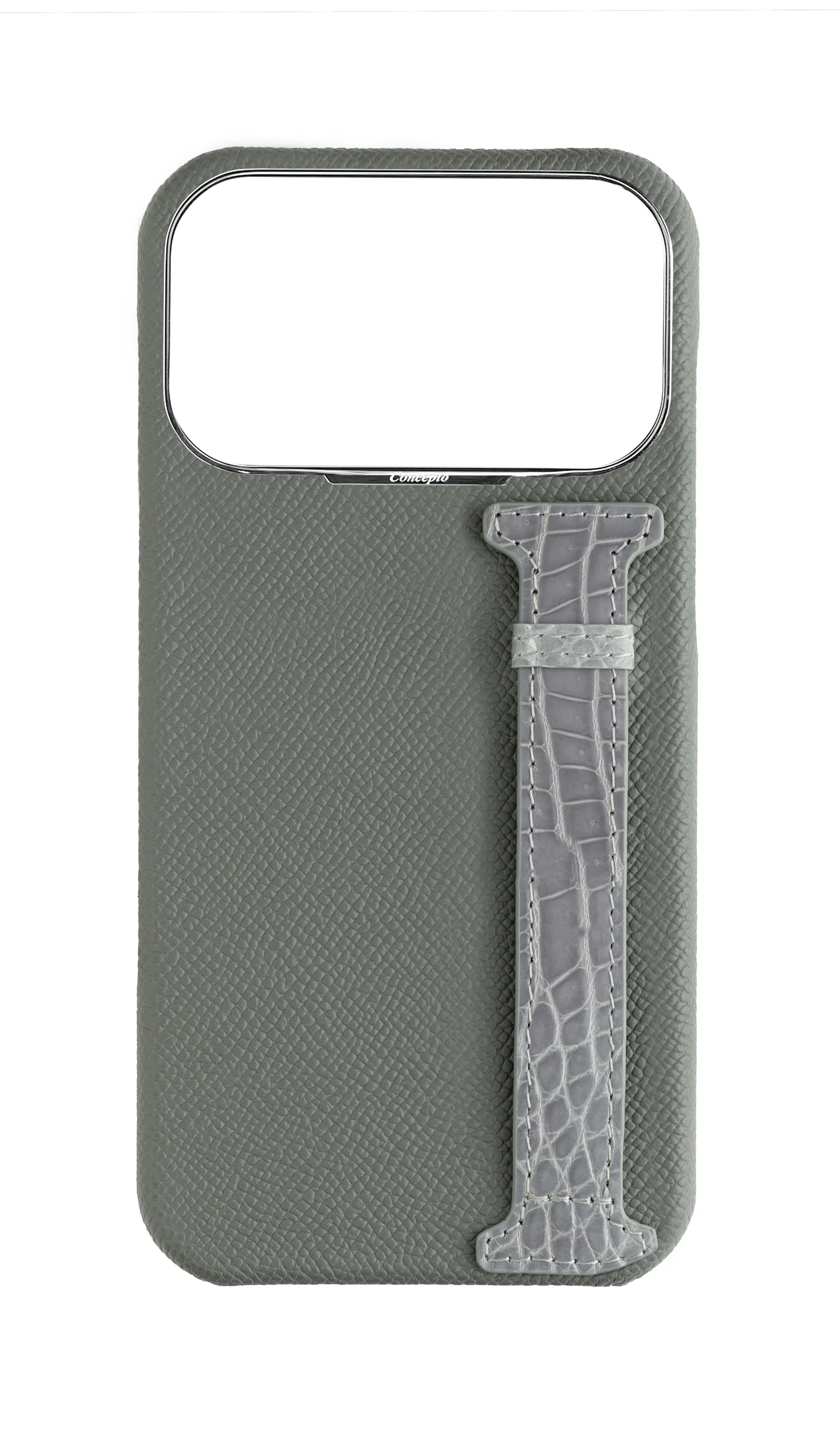 Grey Exotic Crocodile Side Strap Case