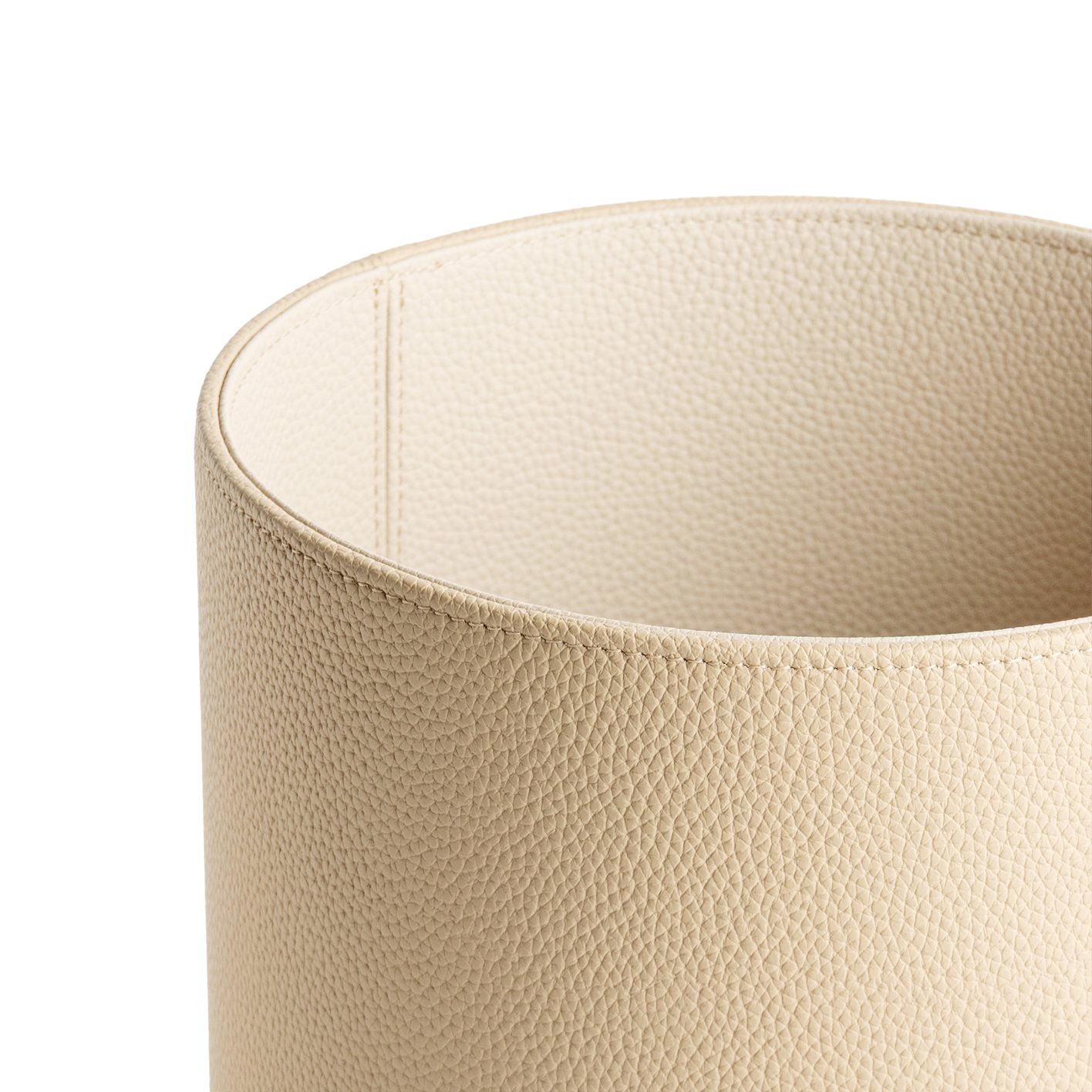 Classic Beige Leather Waste Bin