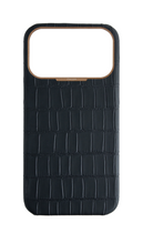Matte Black Strapless Embossed Crocodile Case