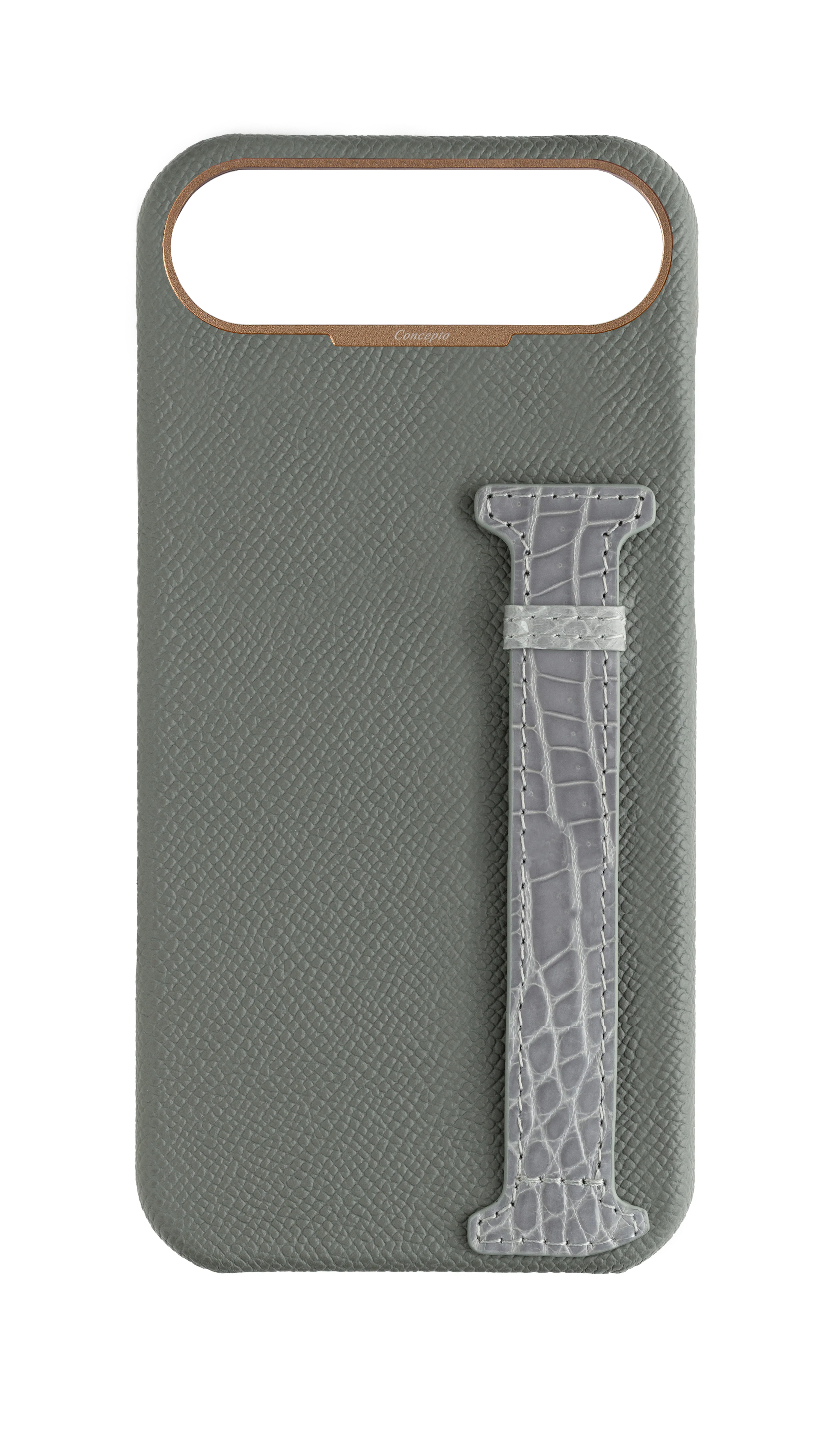 Grey Exotic Crocodile Side Strap Case