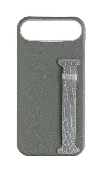 Grey Exotic Crocodile Side Strap Case