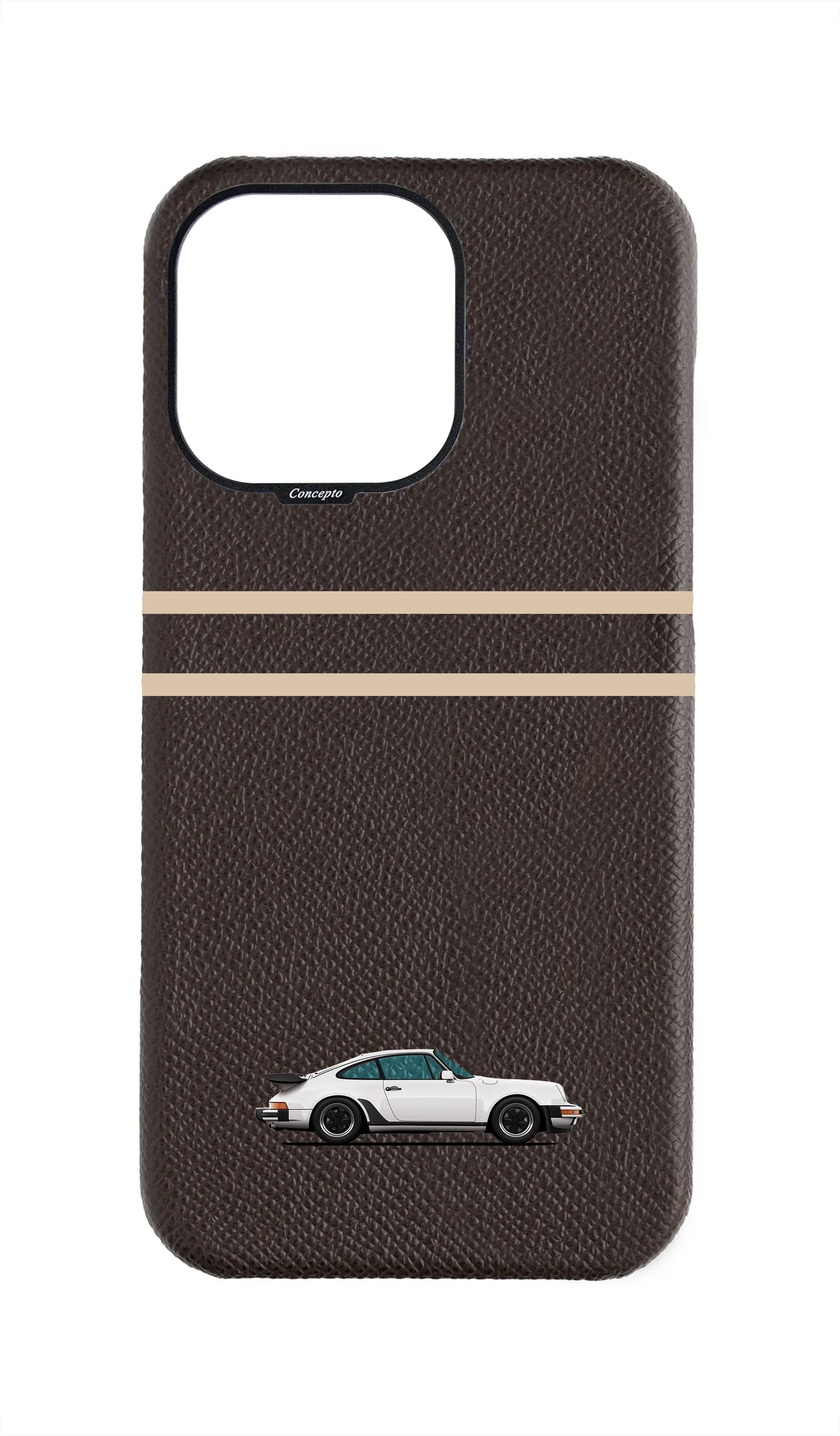 Brown Strapless Epsom Case - Retro Sport Design
