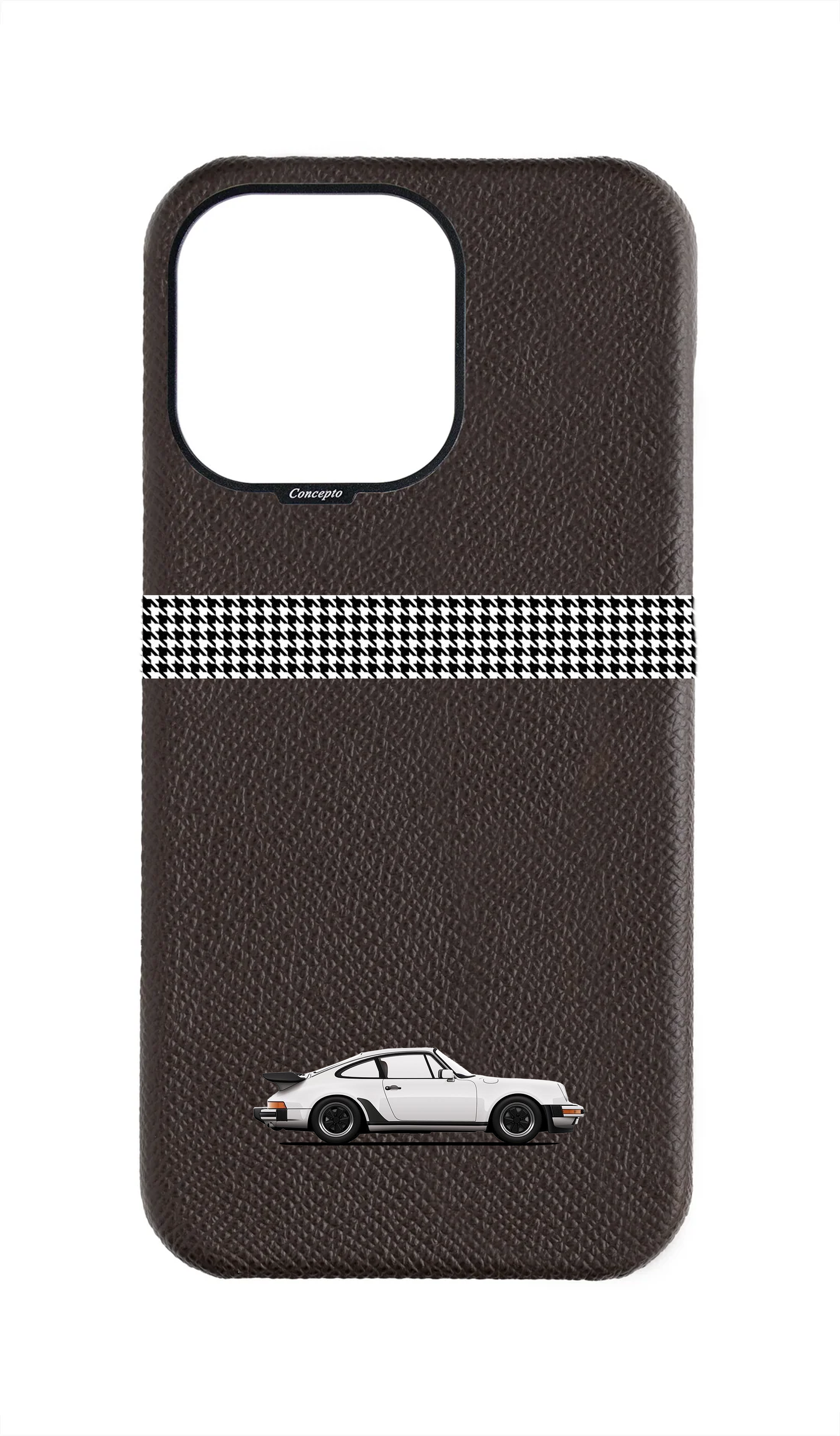 Brown Strapless Epsom Case - Retro Sport Design