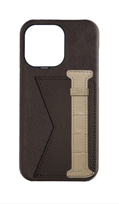 Brown / Beige Exotic Crocodile Duo Case