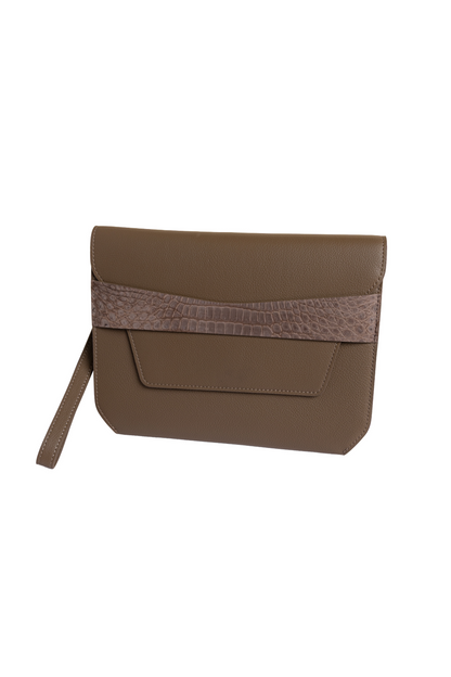 The Portfolio - Taupe / Suede Brown Crocodile Belt