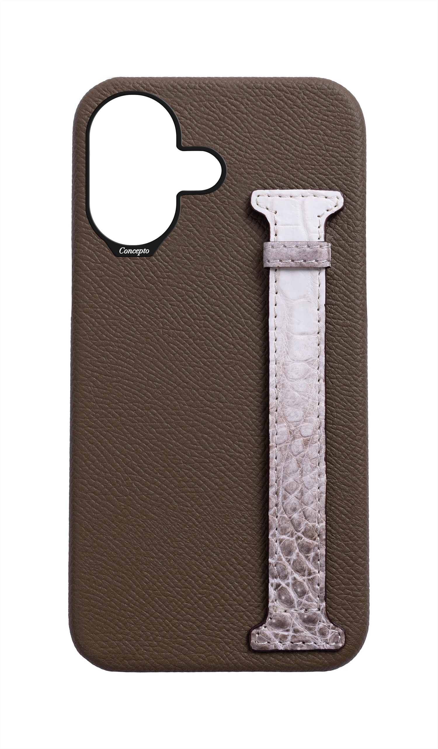 Taupe Himalayan Exotic Crocodile Side Strap Case