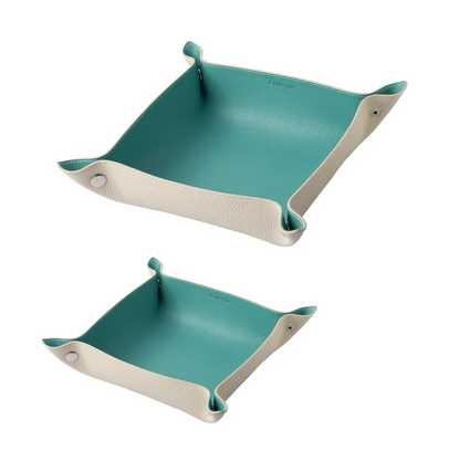 White / Baby Blue Leather Tray