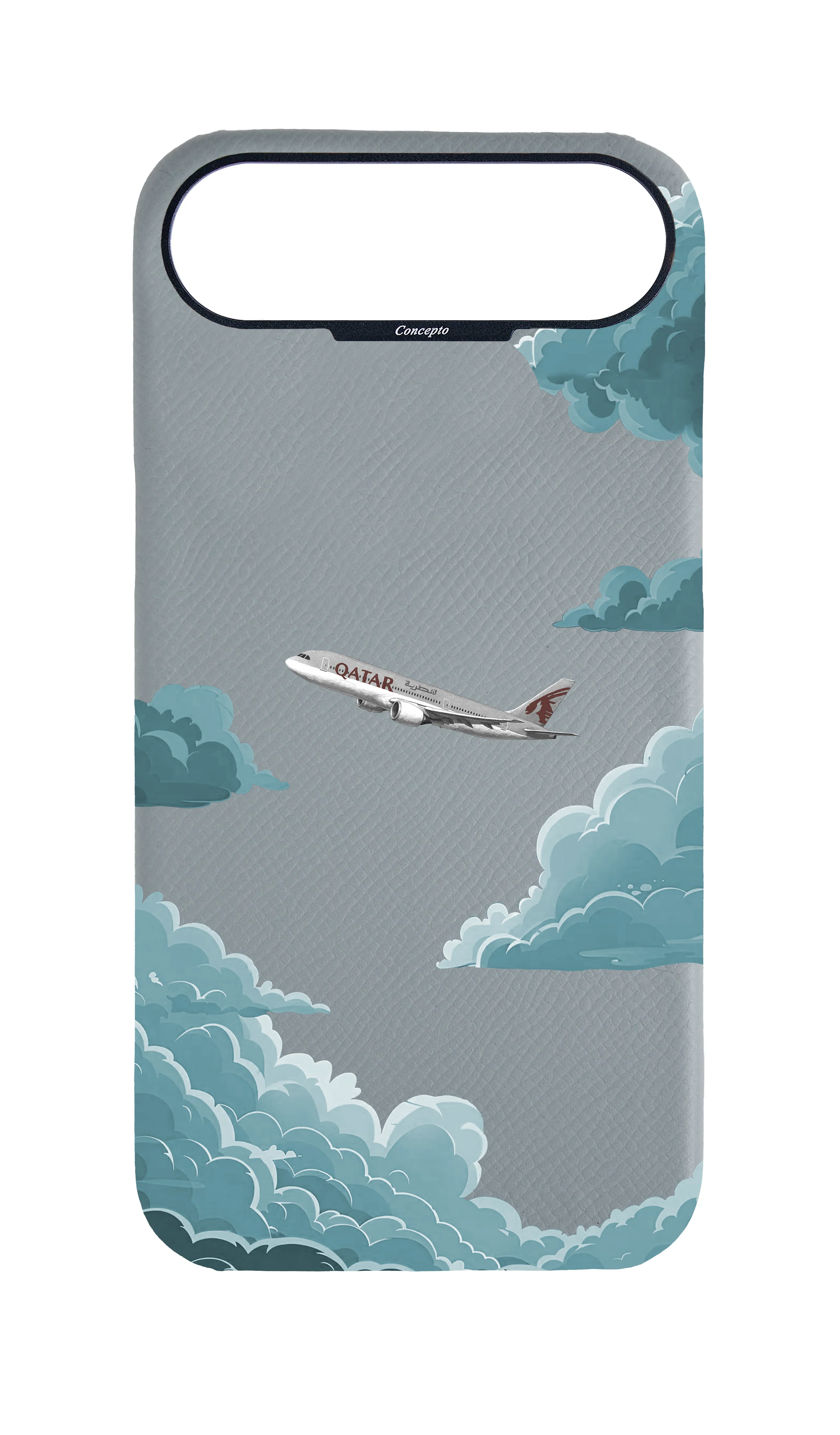 Light Blue Grey Strapless Case - Qatar Airways