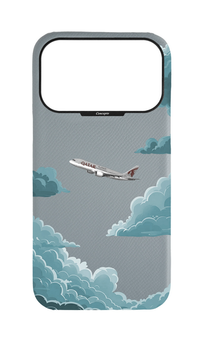 Light Blue Grey Strapless Case - Qatar Airways
