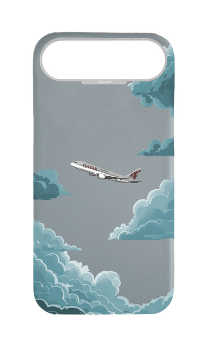 Light Blue Grey Strapless Case - Qatar Airways