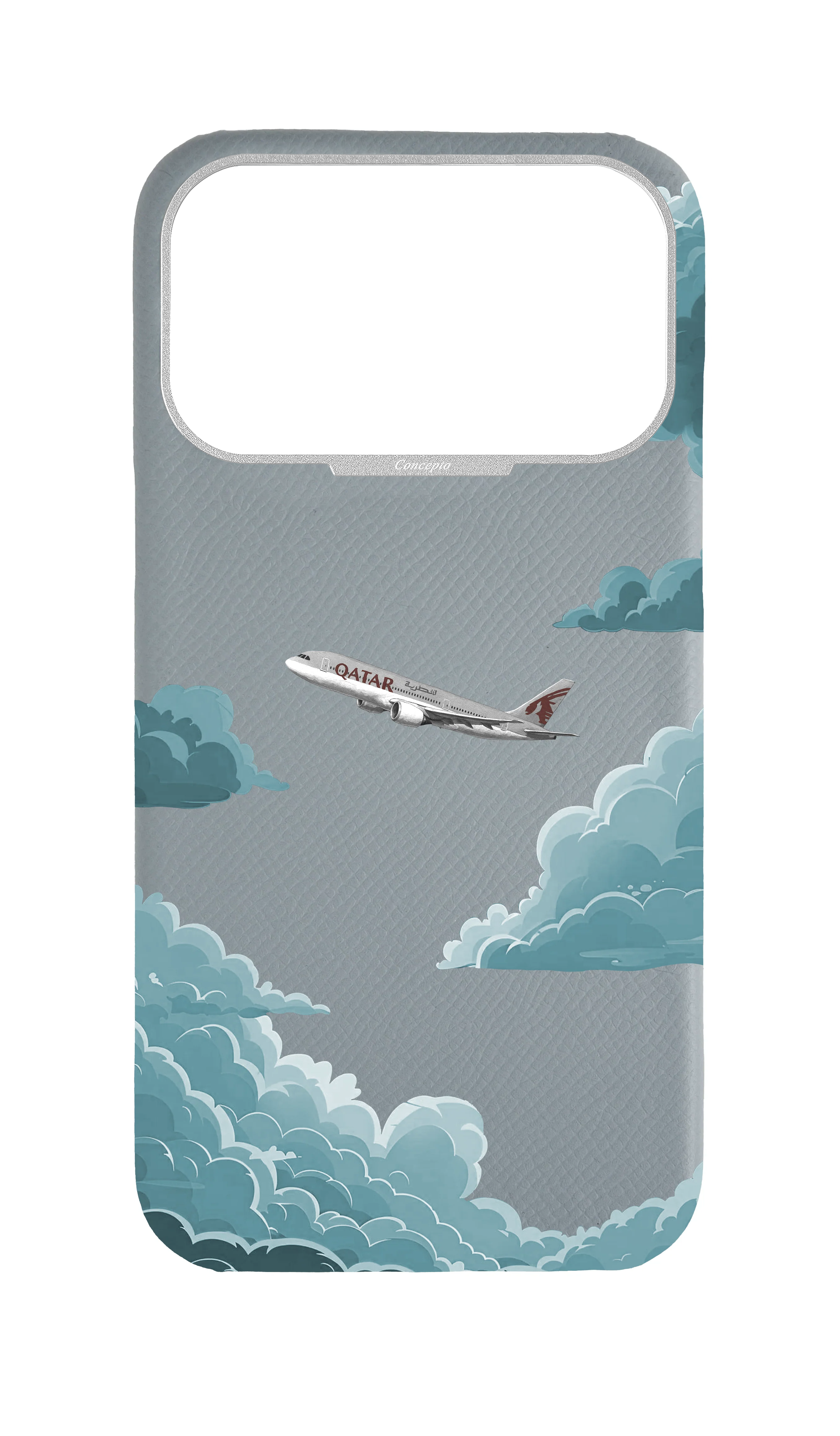 Light Blue Grey Strapless Case - Qatar Airways