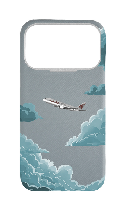 Light Blue Grey Strapless Case - Qatar Airways