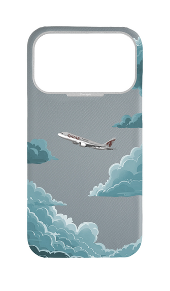 Light Blue Grey Strapless Case - Qatar Airways