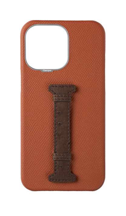 Tan / Brown Exotic Ostrich Middle Strap Case