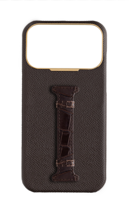 Brown Exotic Crocodile Middle Strap Case