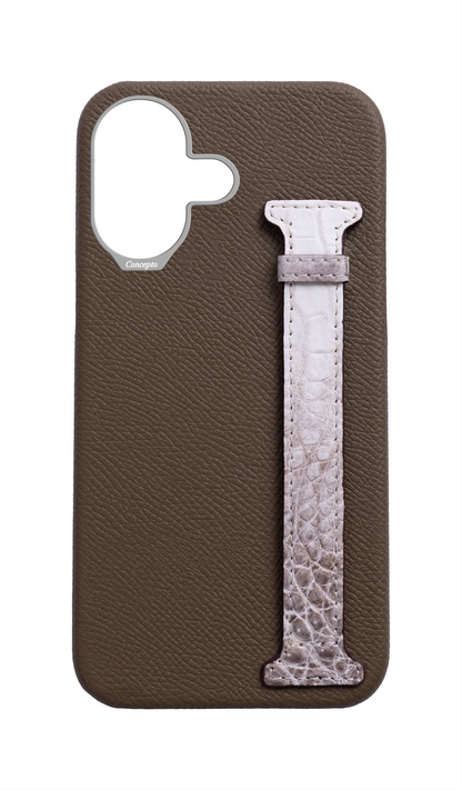 Taupe Himalayan Exotic Crocodile Side Strap Case