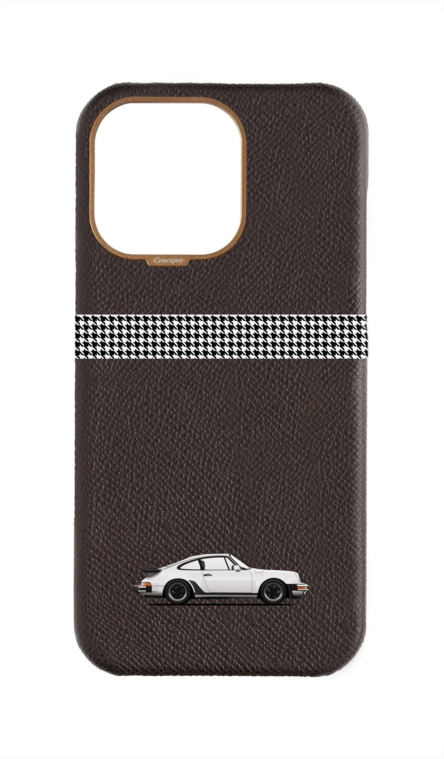 Brown Strapless Epsom Case - Retro Sport Design