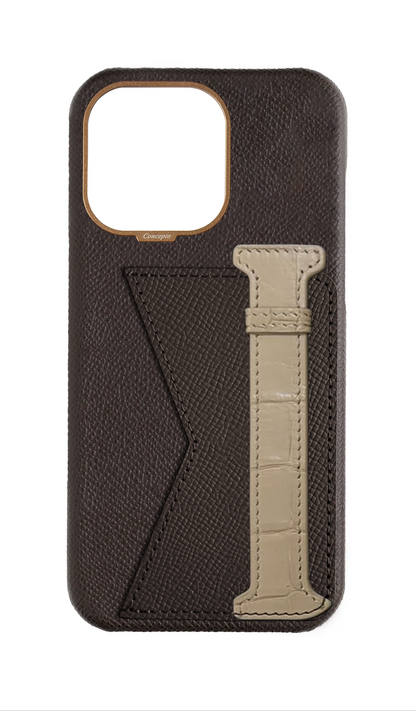 Brown / Beige Exotic Crocodile Duo Case