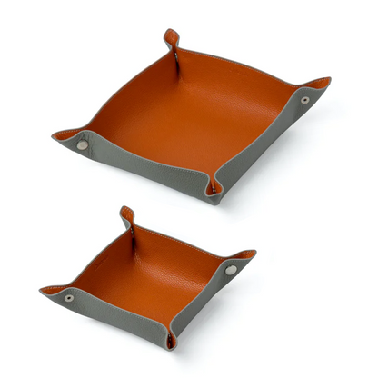 Grey / Orange Leather Tray
