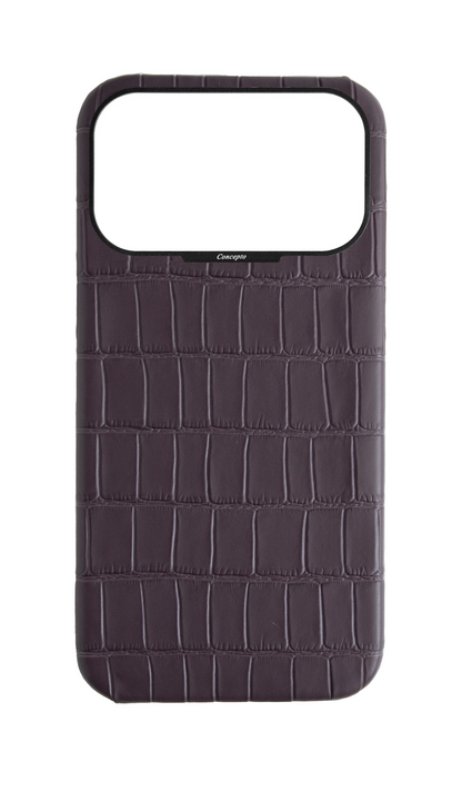Matte Deep Purple Strapless Embossed Crocodile Case