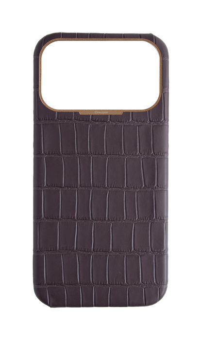 Matte Deep Purple Strapless Embossed Crocodile Case
