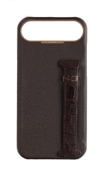 Brown Exotic Crocodile Side Strap Case