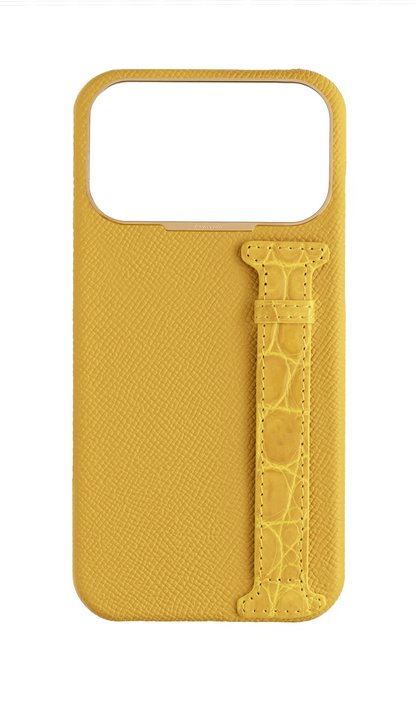 Yellow Exotic Crocodile Side Strap Case