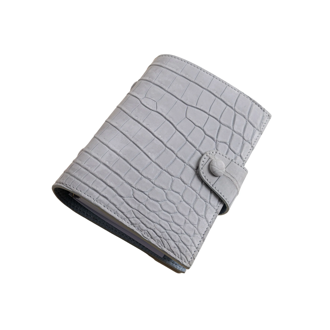 Small Mist Grey Suede Crocodile Notebook