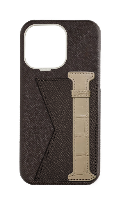 Brown / Beige Exotic Crocodile Duo Case