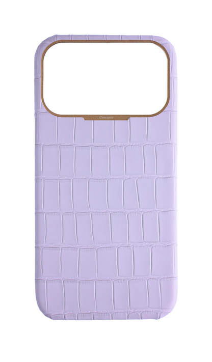 Matte Lilac Strapless Embossed Crocodile Case