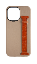 Beige / Tangerine Exotic Crocodile Side Strap Case