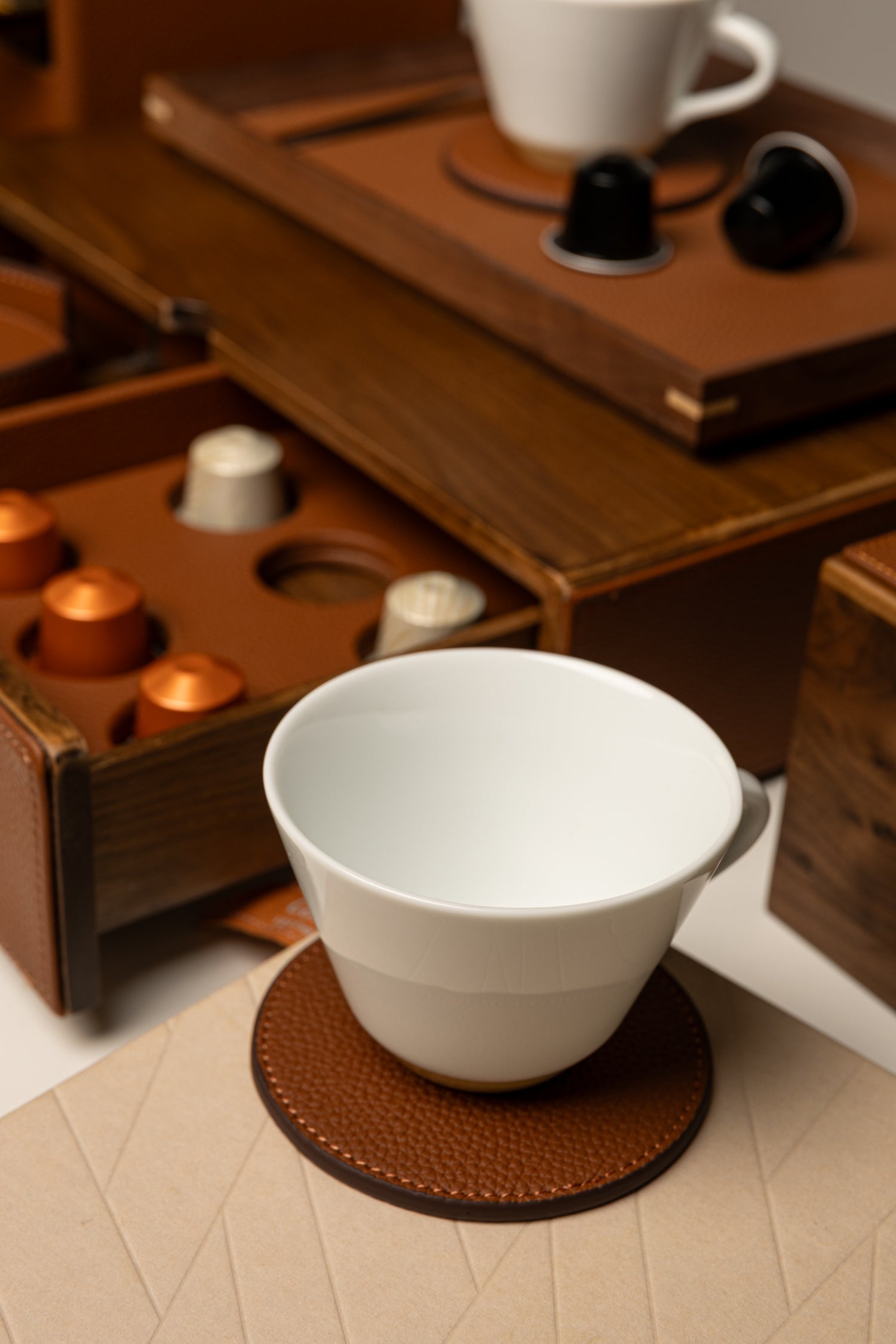 Tan Walnut Coffee Drawer